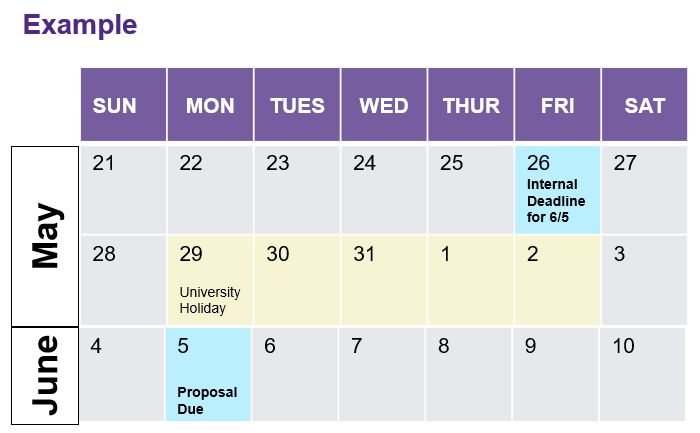 June 5 deadline example displayed in calendar format